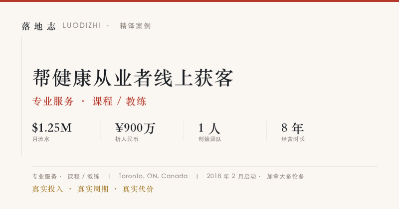 专业服务-课程 / 教练 | 月流水 ¥900万｜帮健康从业者线上获客落地志 - 创业与数字化落地案例库｜真实投入·真实周期·真实代价落地志