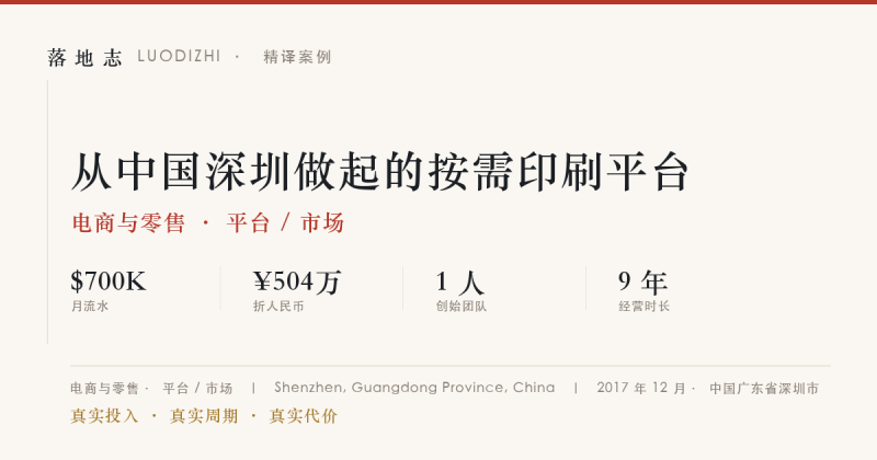 电商与零售-平台 / 市场 | 月流水 ¥504万｜从中国深圳做起的按需印刷平台落地志 - 创业与数字化落地案例库｜真实投入·真实周期·真实代价落地志
